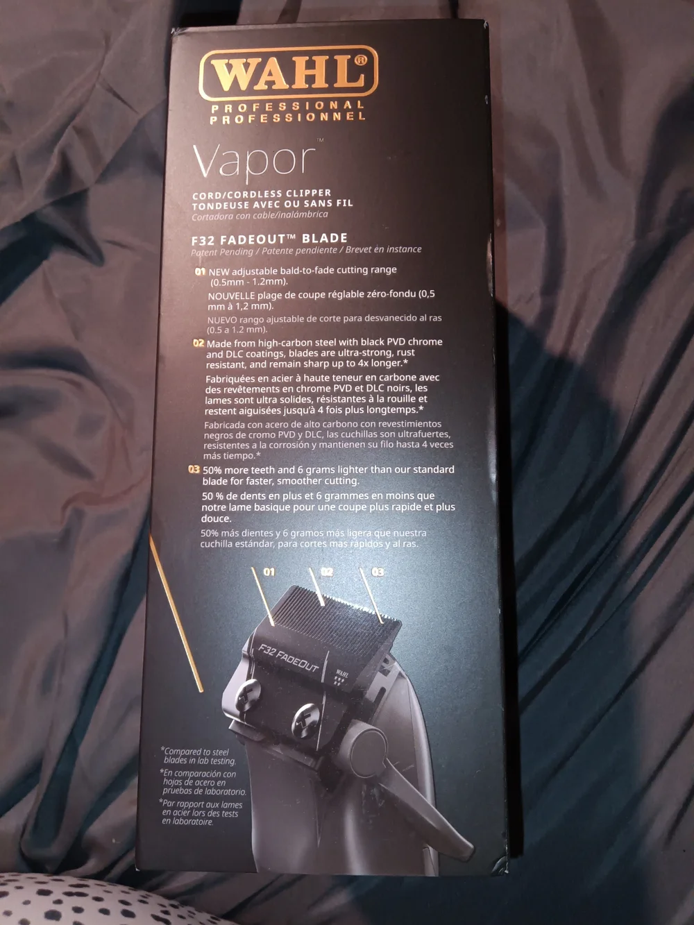 WAHL Vapor Cord/Cordless Clipper — Black with Blue Accents